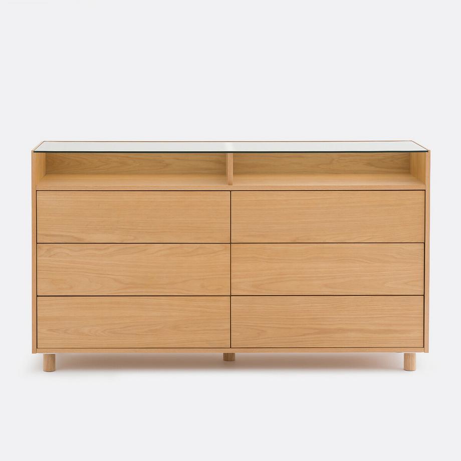 La Redoute Intérieurs Commode en plaqué chêne et verre trempé  