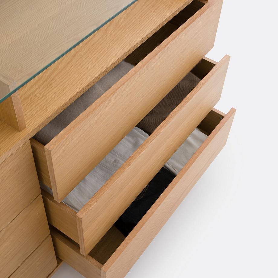 La Redoute Intérieurs Commode en plaqué chêne et verre trempé  