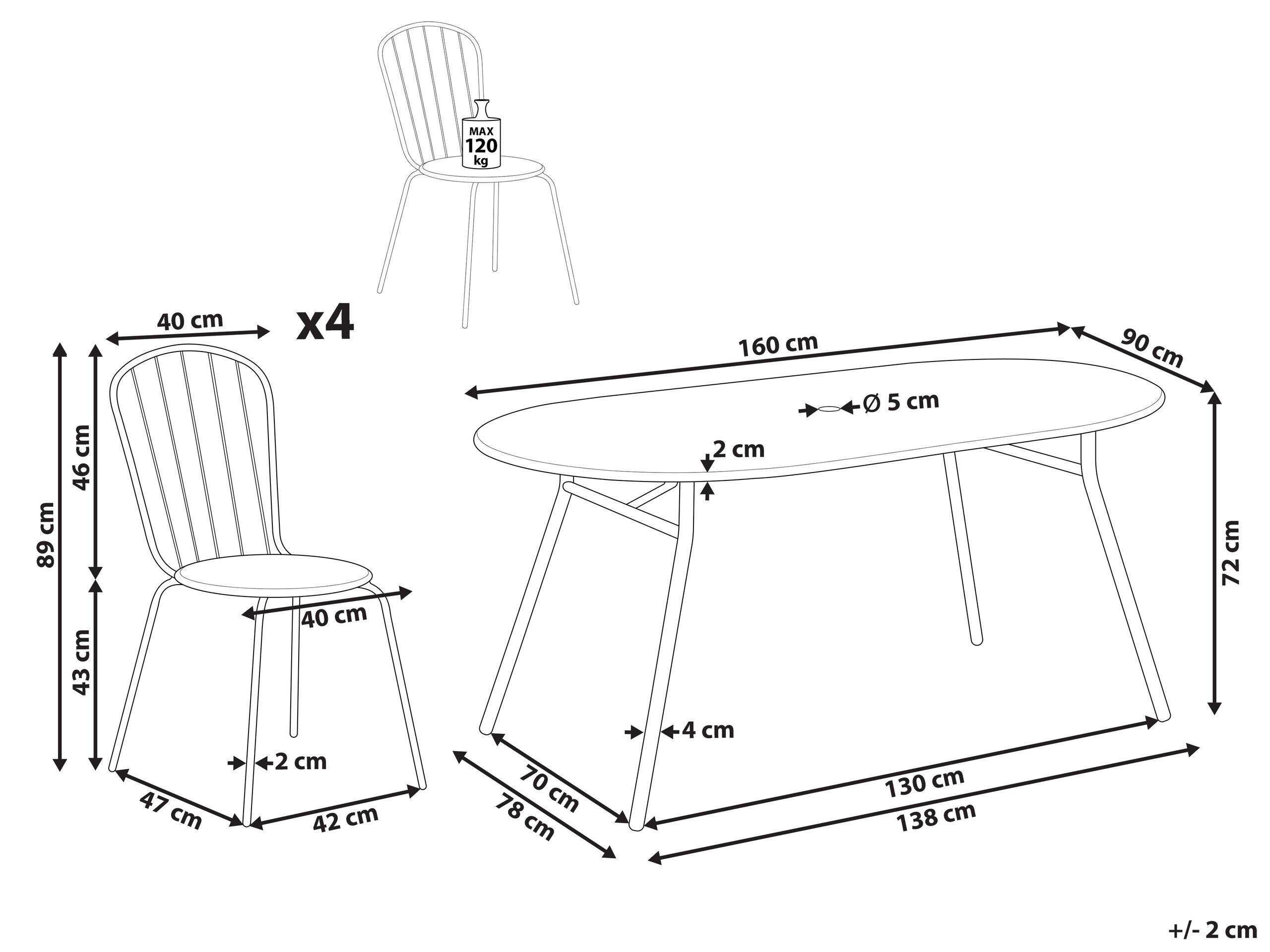 Beliani Gartentisch Set aus Stahl Modern CALVI  