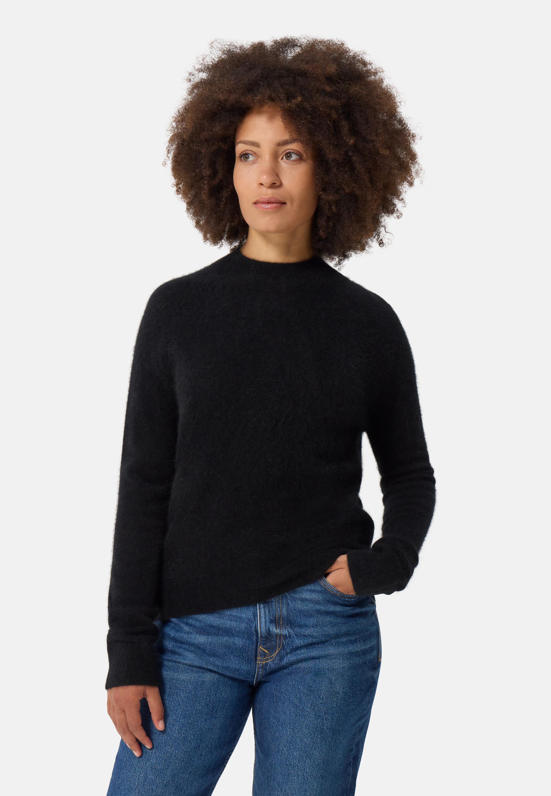 CASH-MERE.CH  Brushed Kaschmir Pullover mit kurzem Stehkragen 