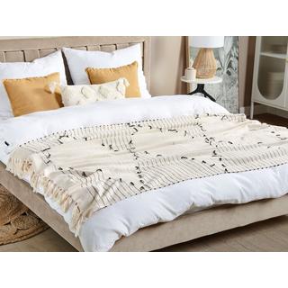 Beliani ULUYOL Couverture Douillette en Coton Boho  