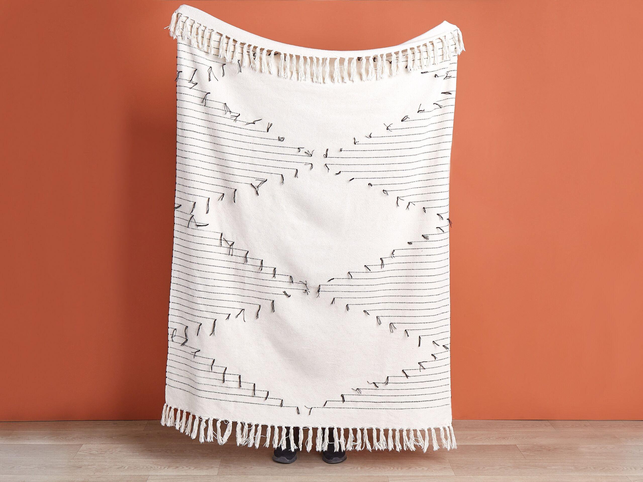 Beliani ULUYOL Couverture Douillette en Coton Boho  