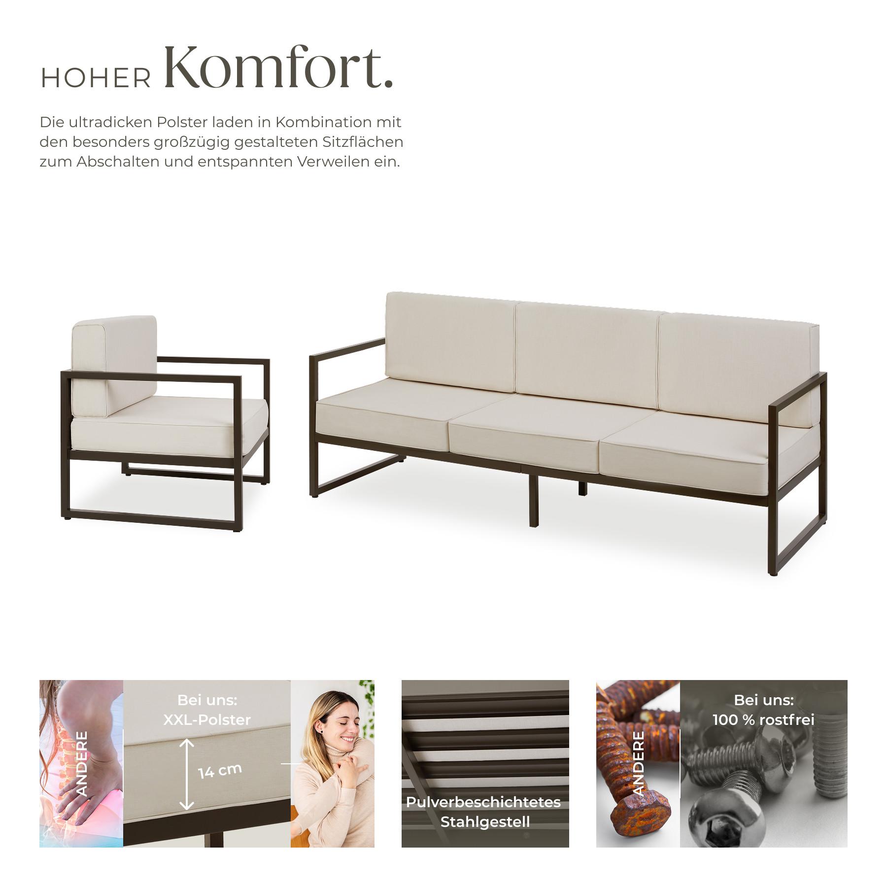 Tectake Set lounge da giardino Comosa Per 5 persone, spessore dei cuscini per la seduta 14 cm  