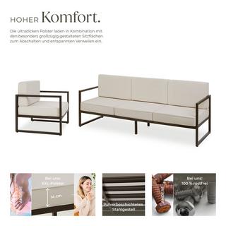 Tectake Set lounge da giardino Comosa Per 5 persone, spessore dei cuscini per la seduta 14 cm  