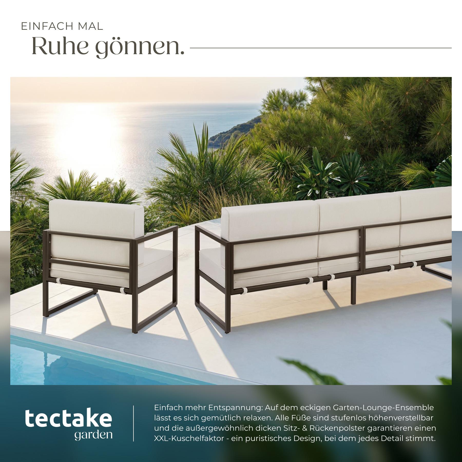 Tectake Set lounge da giardino Comosa Per 5 persone, spessore dei cuscini per la seduta 14 cm  
