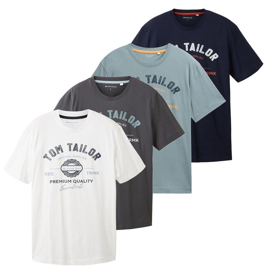T-Shirt  4er Pack Bequem sitzend-Logo Tee