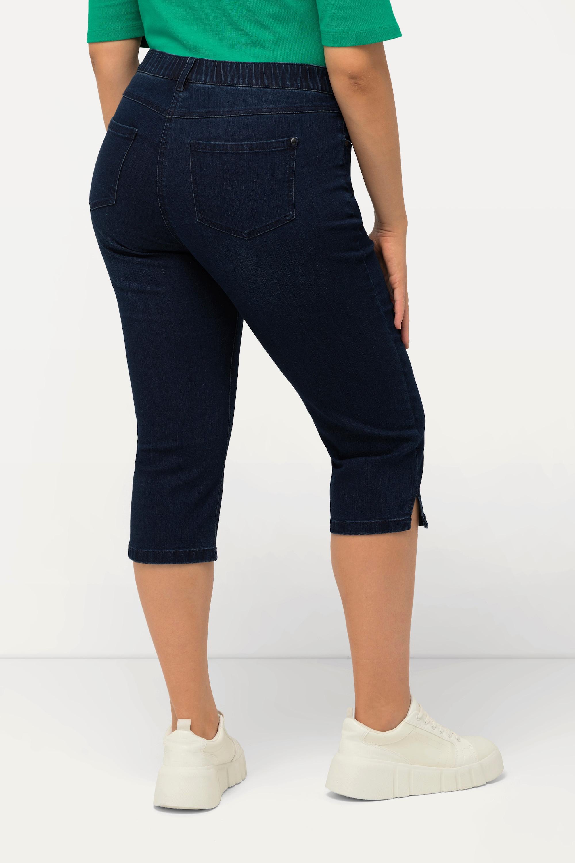 Ulla Popken  Capri Jeans Sarah, schmale 5-Pocket-Form, Saumschlitz 