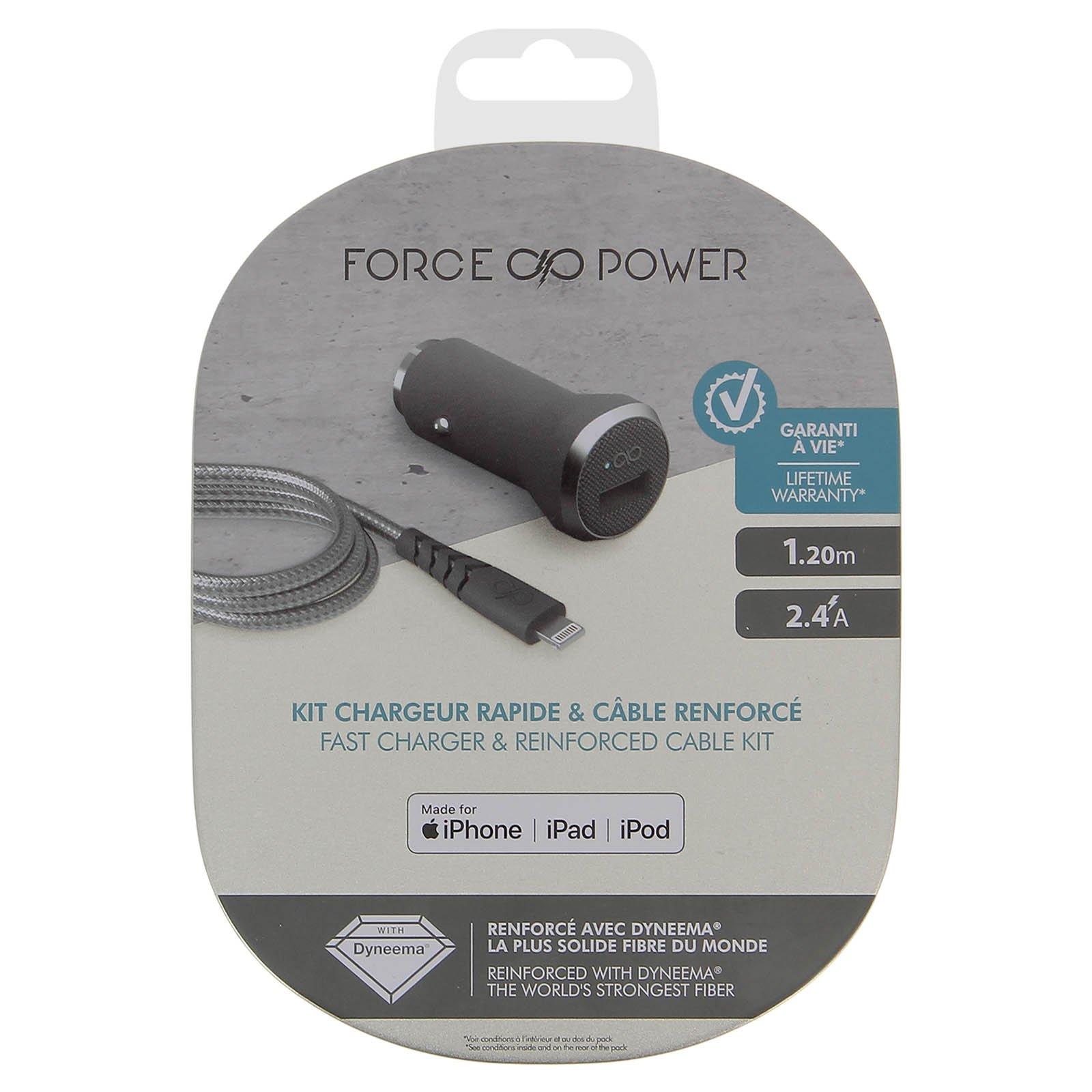 Force Power  Chargeur voiture + Câble lightning 