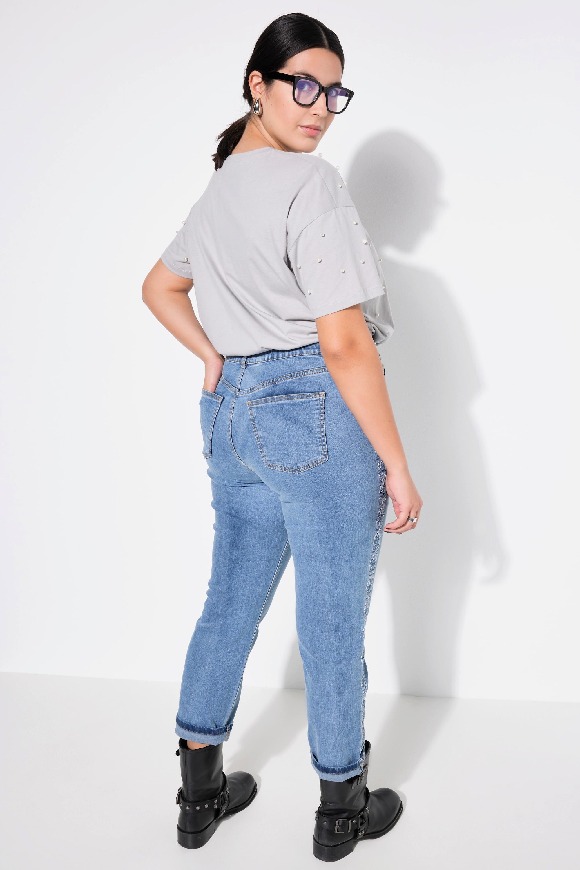 Studio Untold  Mom-Jeans, seitliche Stickereiborte, 5-Pocket 