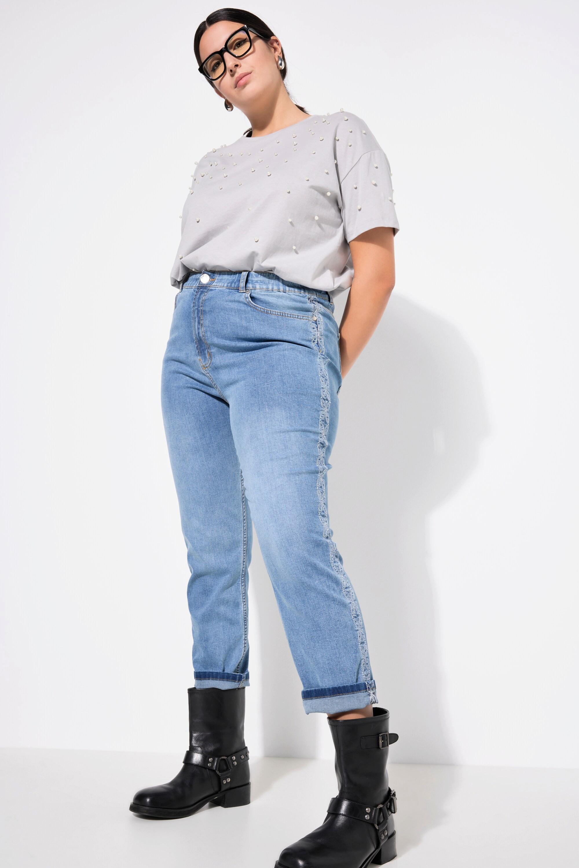 Studio Untold  Mom-Jeans, seitliche Stickereiborte, 5-Pocket 