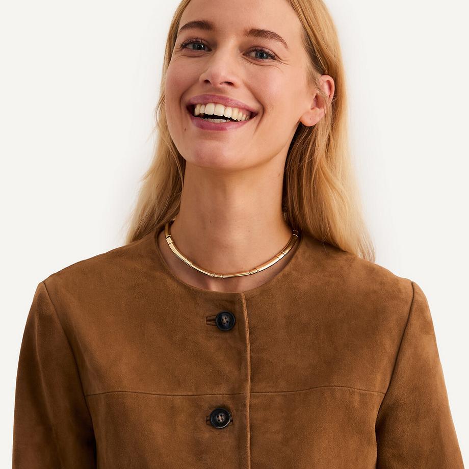 La Redoute Collections Ziegenlederjacke mit Druckknopfverschluss  