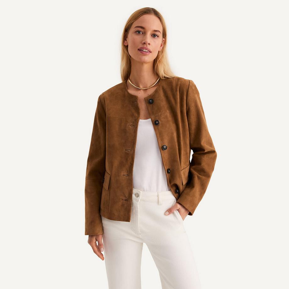 Ziegenlederjacke mit Druckknopfverschluss