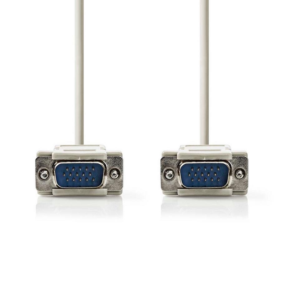 Nedis  Câble VGA | VGA mâle | VGA mâle | Nickelé | Résolution maximale : 1024x768 | 2,00 m | Rond | ABS | Ivoire | Étiquette 