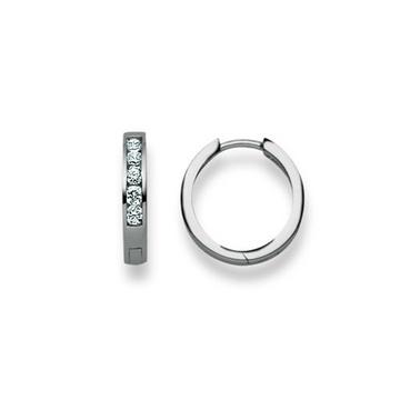 Scharnier-Creolen Weissgold 750 Zirkonia 14mm