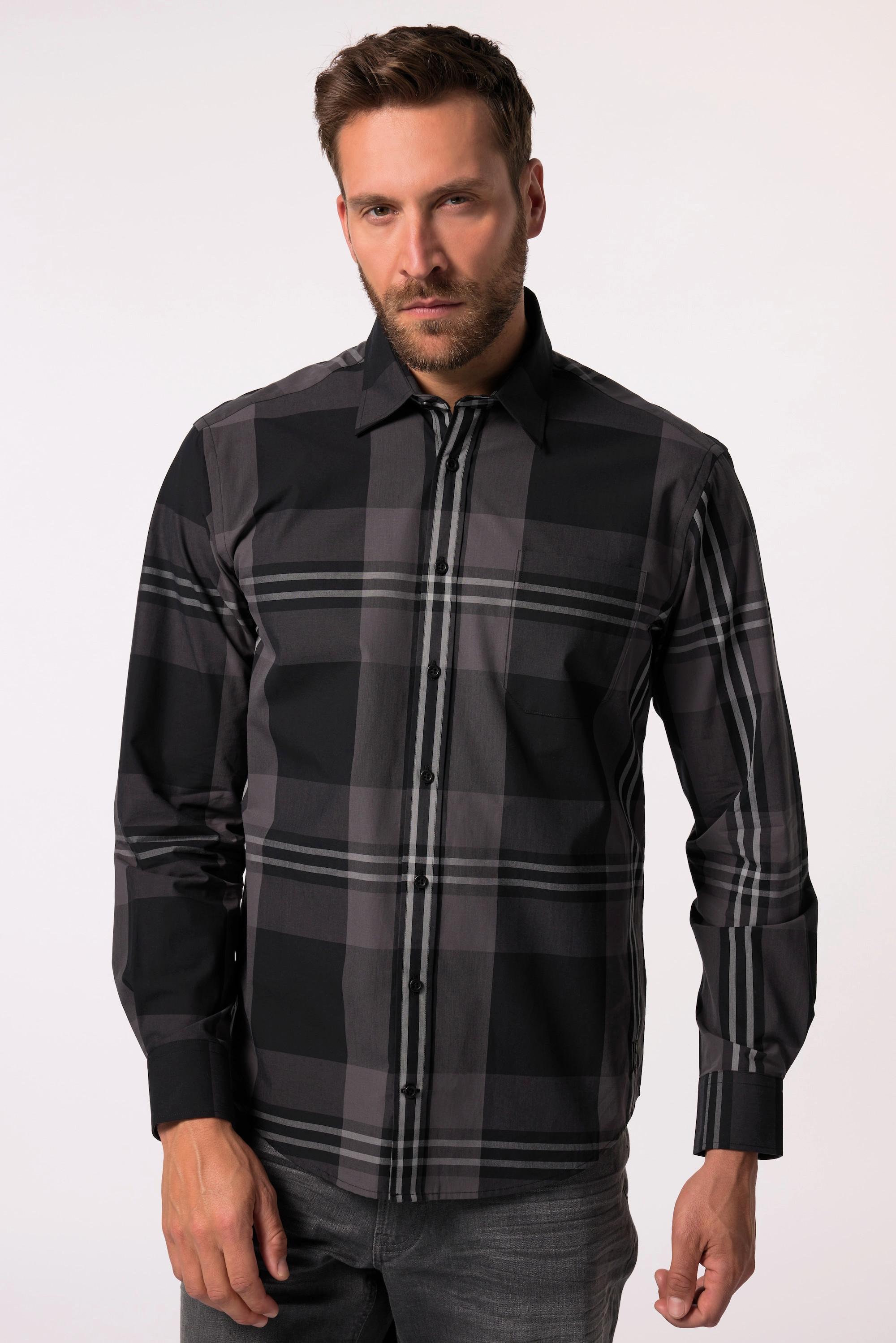 JP1880  Chemise à carreaux manches longues et col Kent, coupe Modern Fit - jusqu'au 8&nbsp;XL 