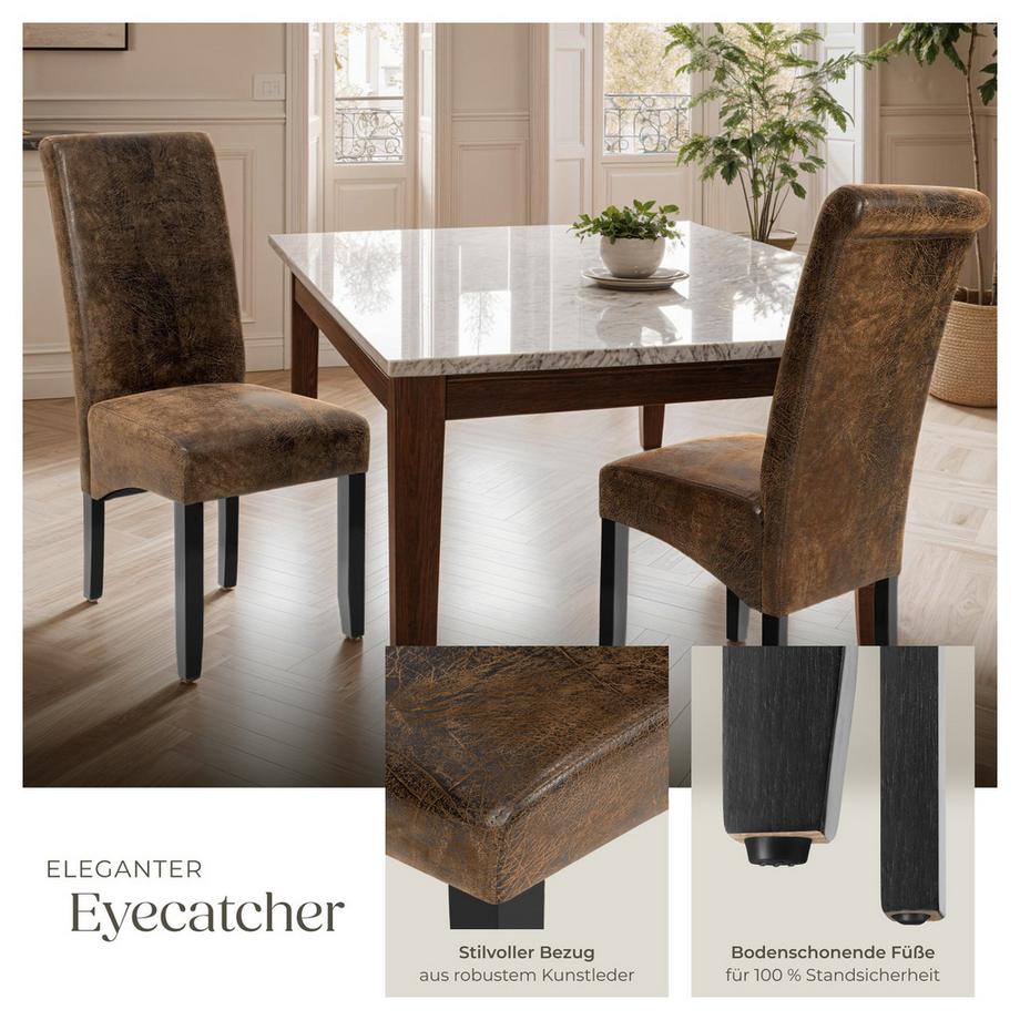 Tectake Sedia per sala da pranzo  imbottita con rivestimento in ecopelle  