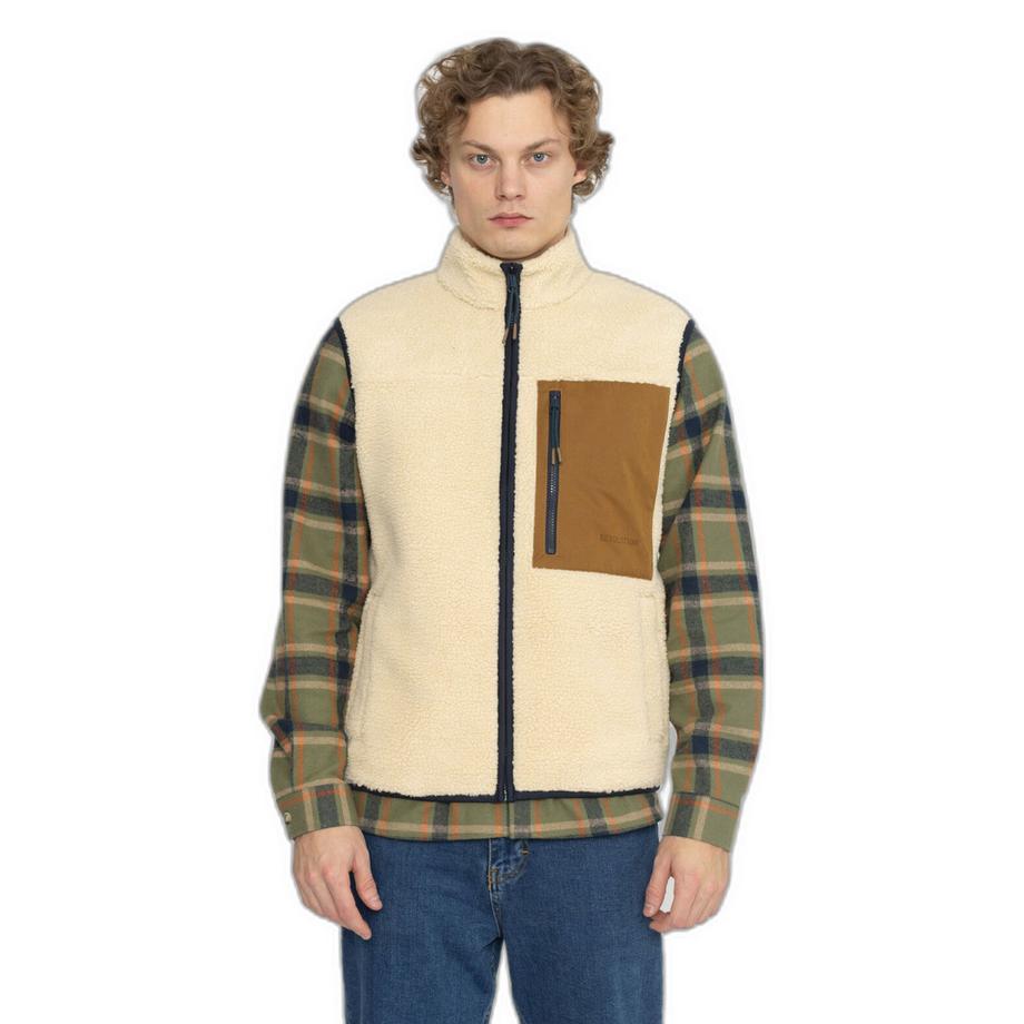 Revolution Gilet court teddy avec poche poitrine contrastée  