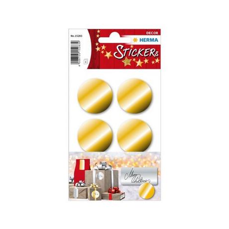 HERMA  Weihnachtssticker Button 3.2 cm 3 Blatt à 6 Sticker, Gold 
