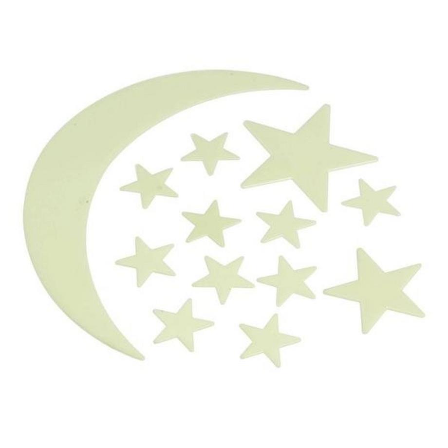EDDY TOYS  Im Dunkeln leuchtender Mond und Sterne - 13 Teile 