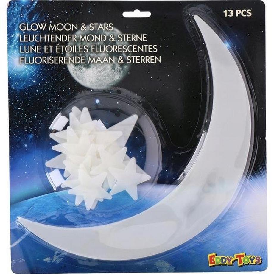 EDDY TOYS  Im Dunkeln leuchtender Mond und Sterne - 13 Teile 