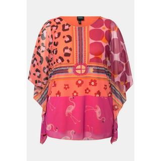 Ulla Popken  Blouse doublée oversize, col rond et manches courtes 