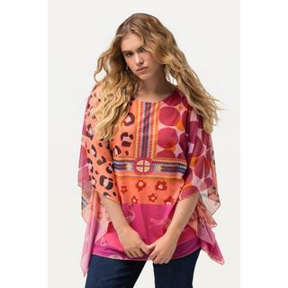 Ulla Popken  Blouse doublée oversize, col rond et manches courtes 