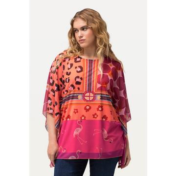 Blusa a doppio strato dal taglio oversize con scollo a girocollo e mezze maniche