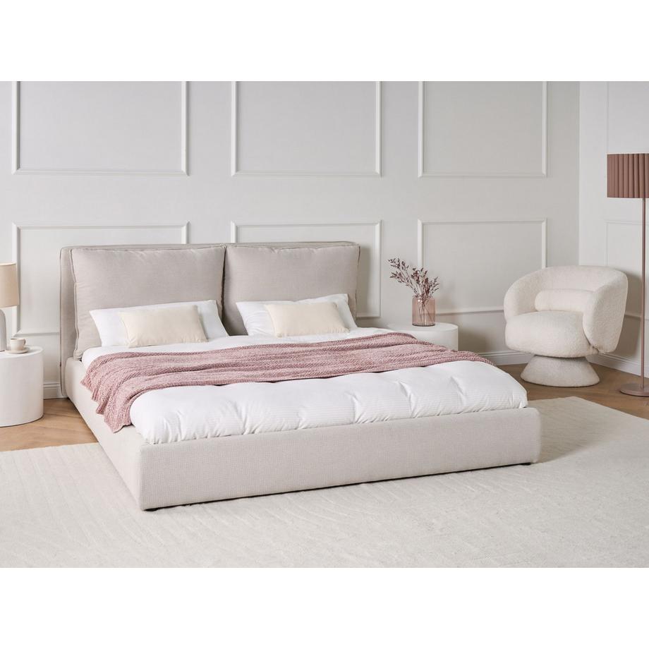 Beliani Lit à eau en Tissu Minimaliste BAJONNA  