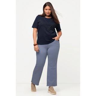 Ulla Popken  Colorjeans Mary, Fransensaum, weites Bein, Biobaumwolle 