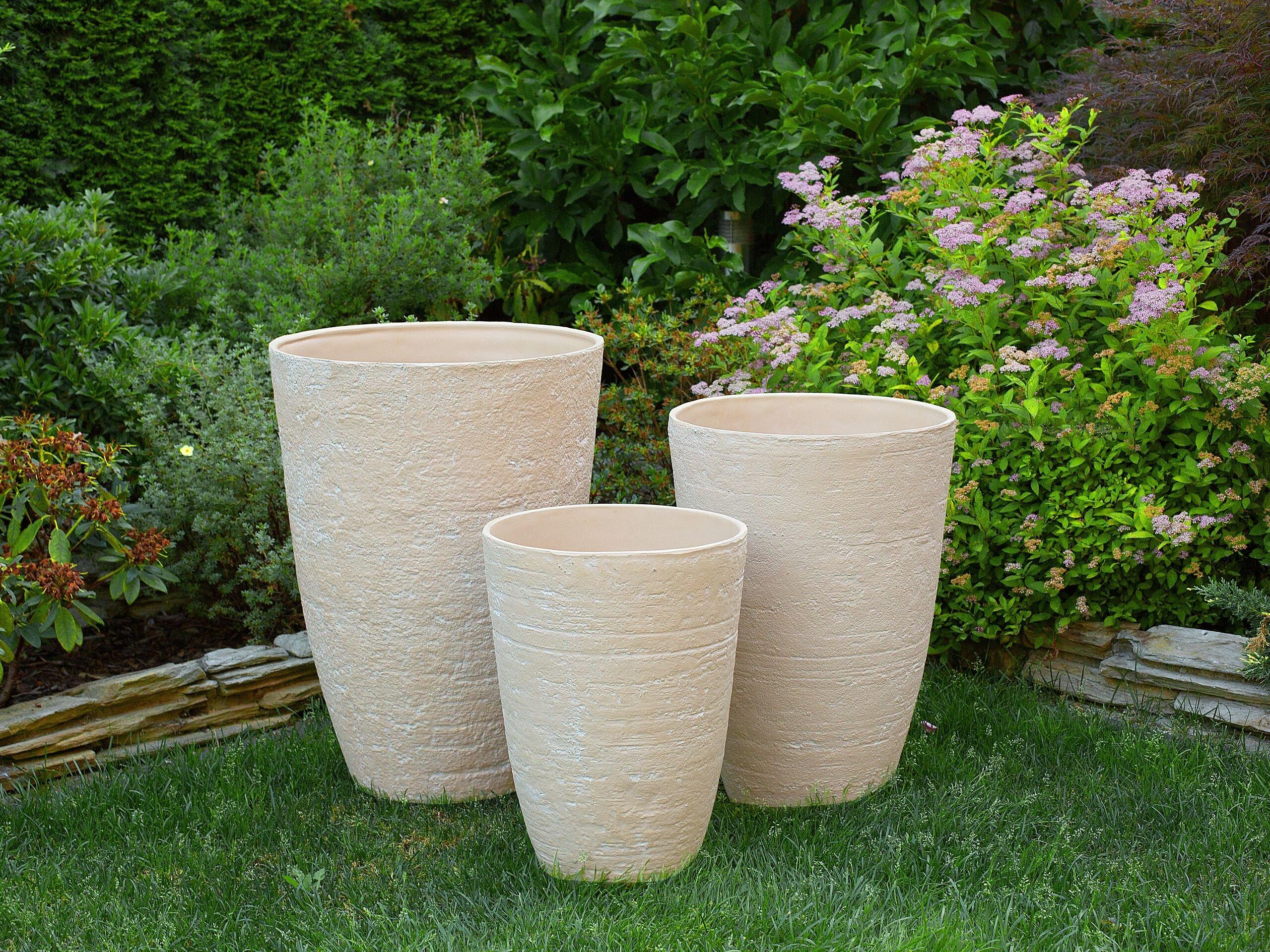 Beliani Set di 2 vasi per piante en Polvere di Pietre Moderno CAMIA  