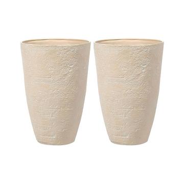 Lot de 2 pots de fleurs en Fibre d'argile Traditionnel CAMIA