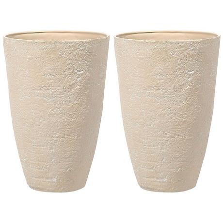 Beliani Set di 2 vasi per piante en Polvere di Pietre Moderno CAMIA  