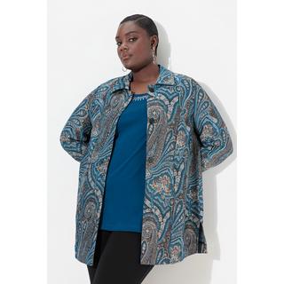 Ulla Popken Jacquard Jacke Metallic Effekt Hemdkragen  