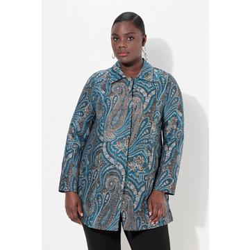 Jacquard-Jacke, Metallic-Effekt, Hemdkragen