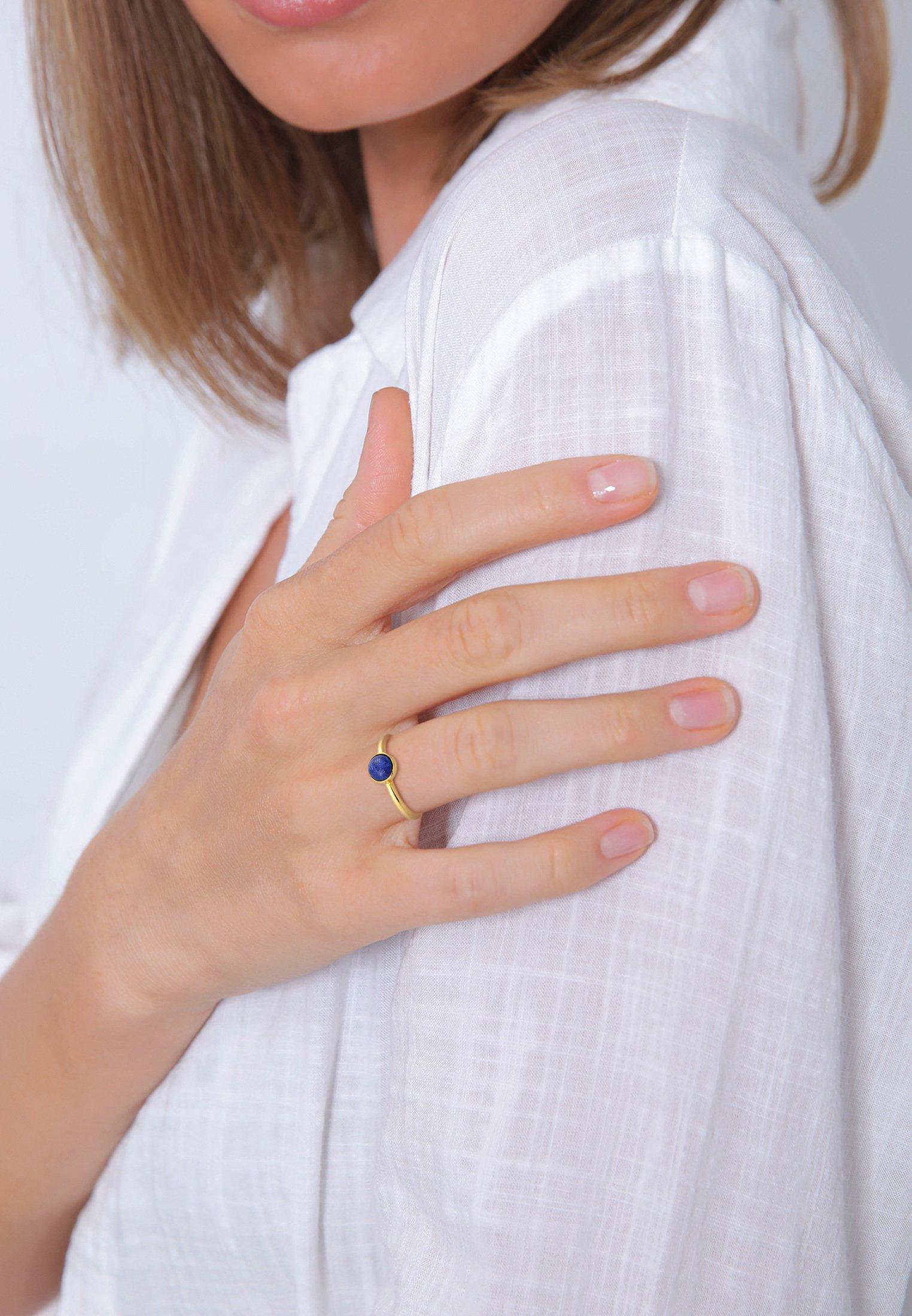 Elli  Bague Lapis Lazuli Edelstein Solitär 925 Silber 