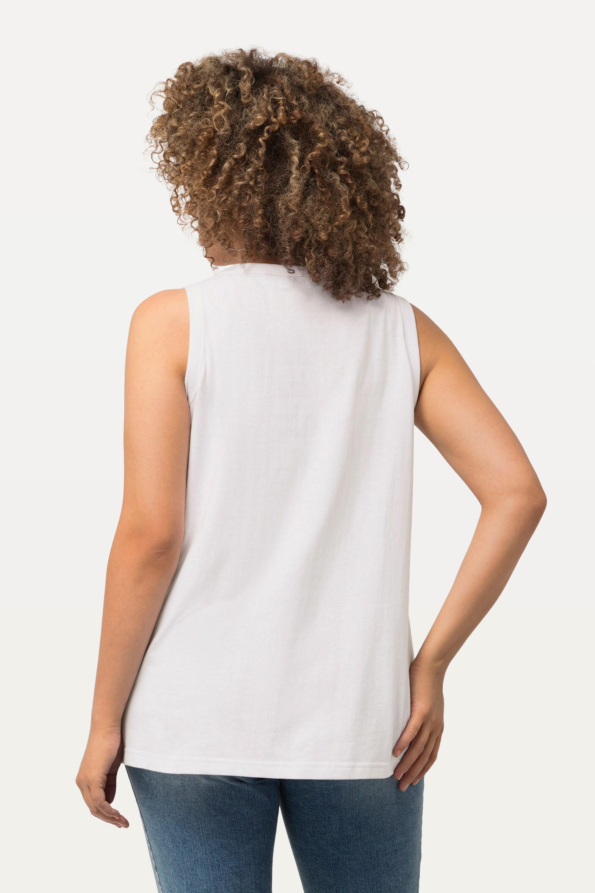 Ulla Popken Top Classico Drapé Senza Maniche Scollo Rotondo  