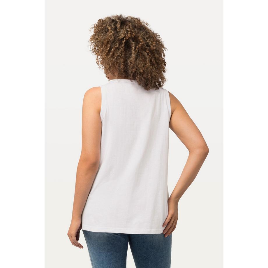 Ulla Popken Top Classique Drapé Sans Manche Col Rond  