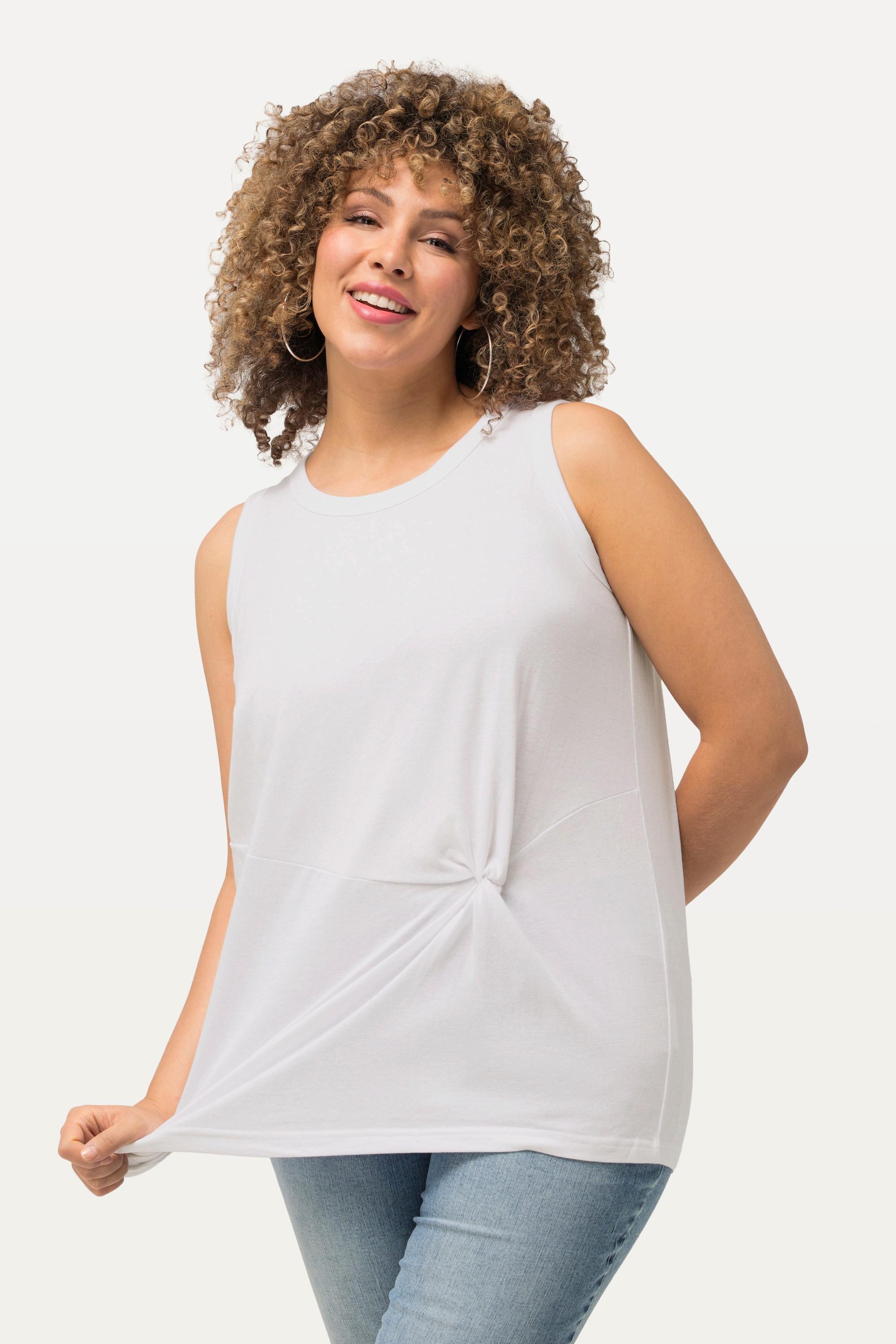 Ulla Popken  Top sans manche, col rond et effet drapé, coupe Classic Fit 