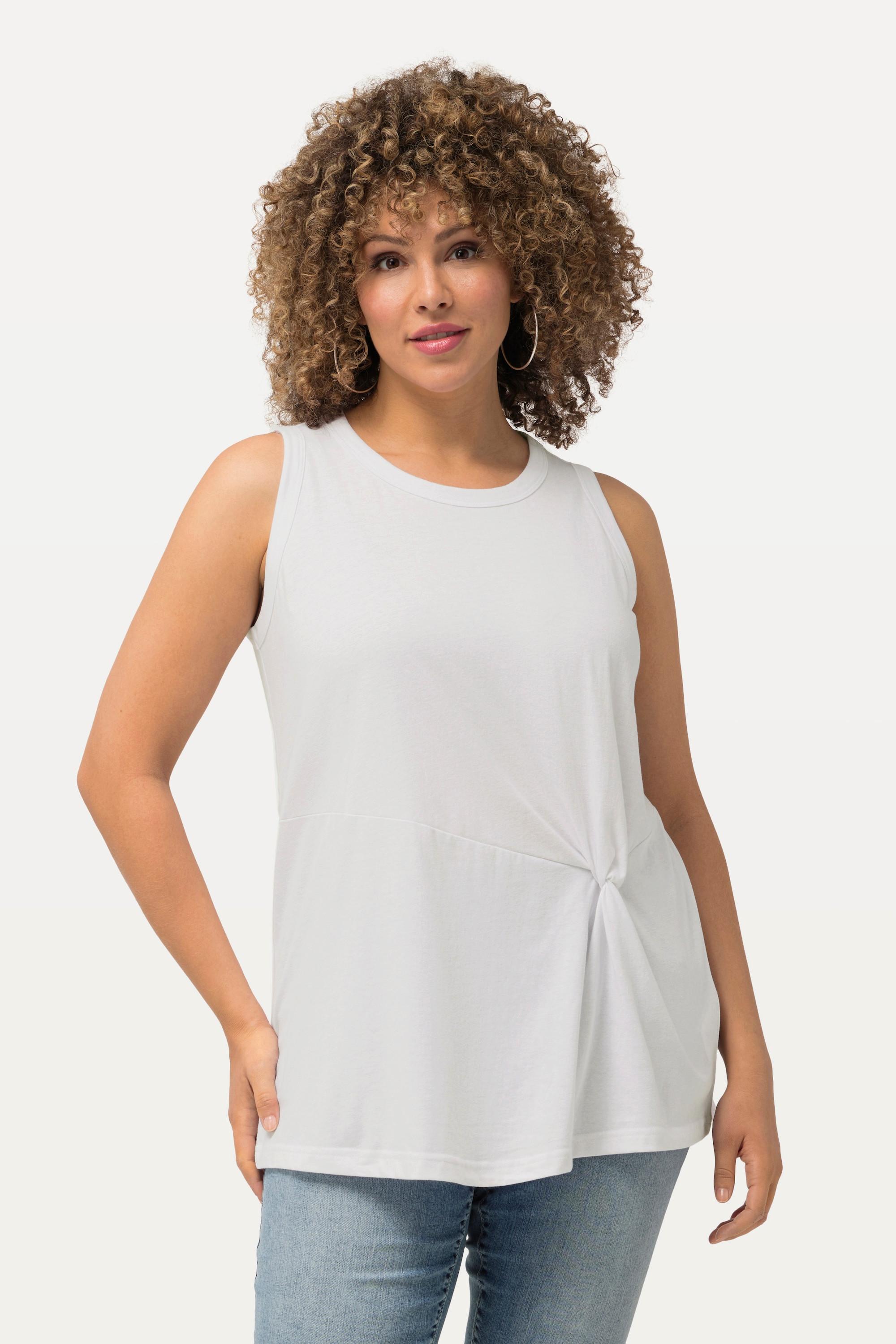 Ulla Popken  Top sans manche, col rond et effet drapé, coupe Classic Fit 