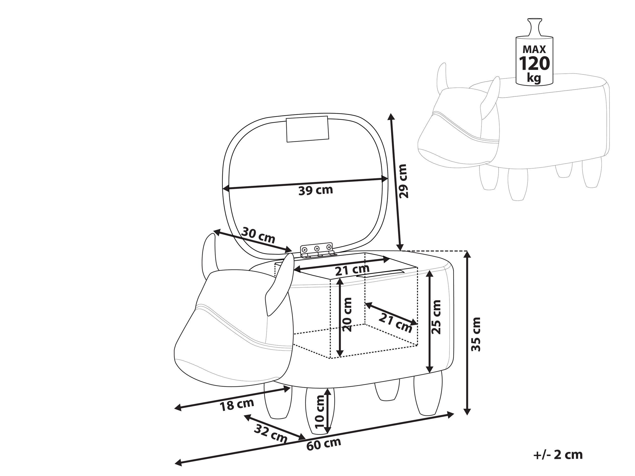 Beliani Tabouret de rangement animal en Tissu Moderne COW  