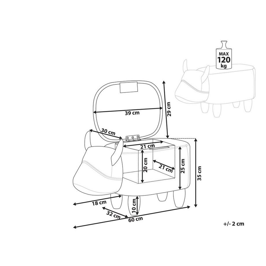 Beliani Tabouret de rangement animal en Tissu  COW  