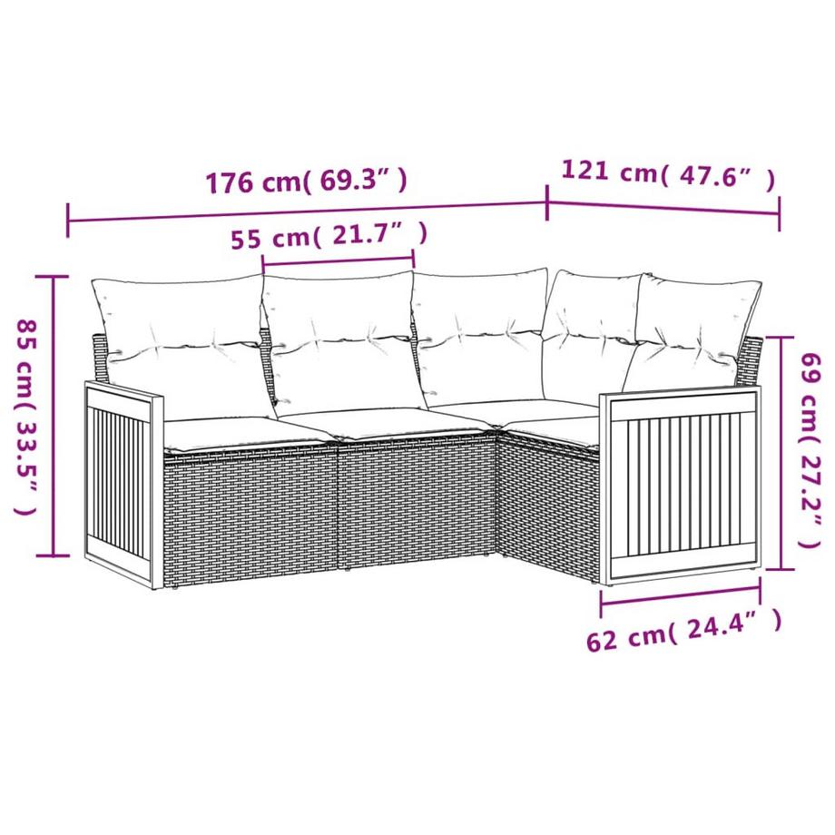 VidaXL set divano da giardino Polirattan  