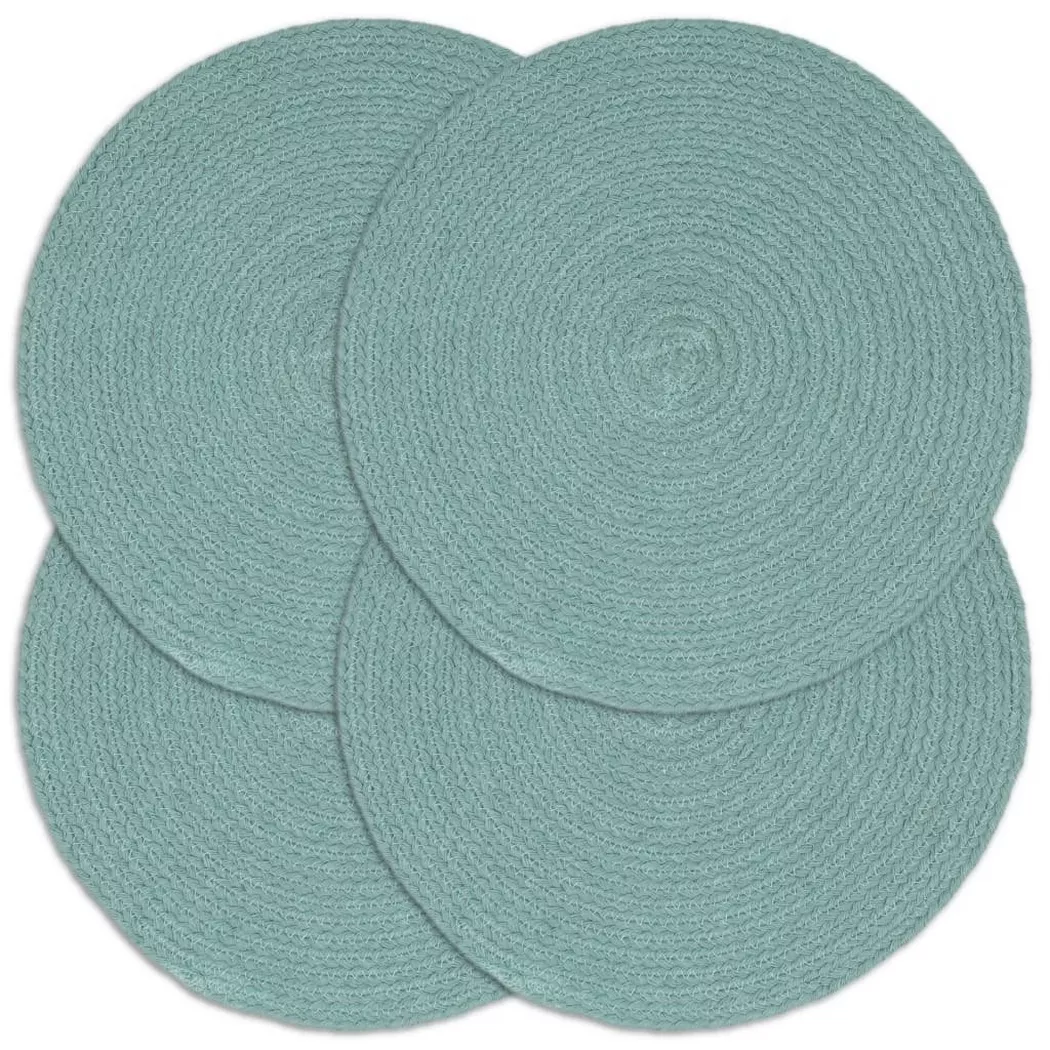 vidaXL Napperons 4 pcs Vert Plain 38 cm Rond Coton