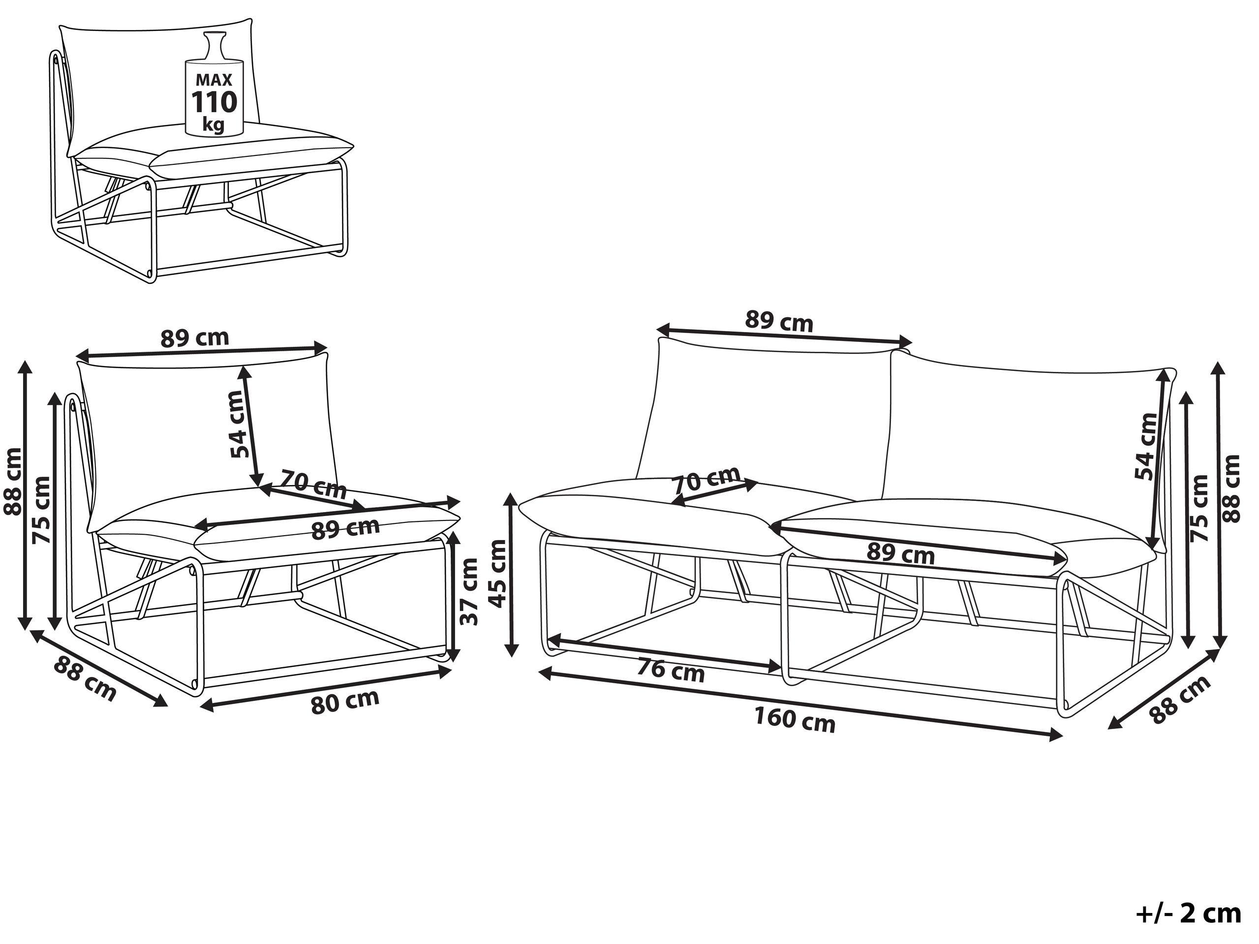 Beliani Set lounge pour jardin en Acier Industriel PICO  