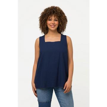 Blouse en lin mélangé à encolure carrée et sans manches