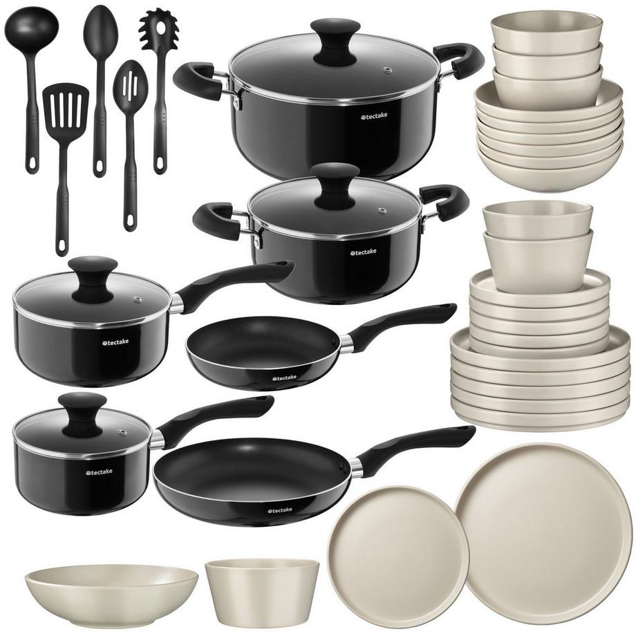 Set iniziale da cucina Una/Varese Set di stoviglie in terracolta, con smaltatura 39 pezzi