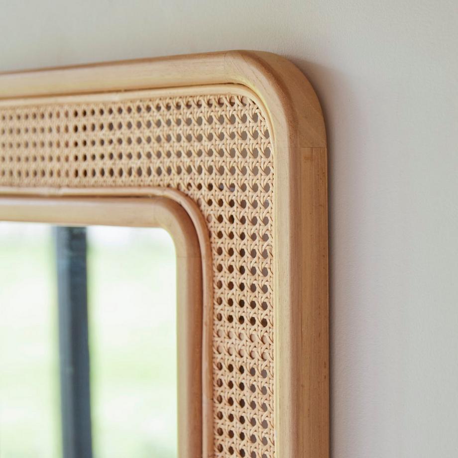 Tikamoon Miroir en teck massif et Cannage Côme  