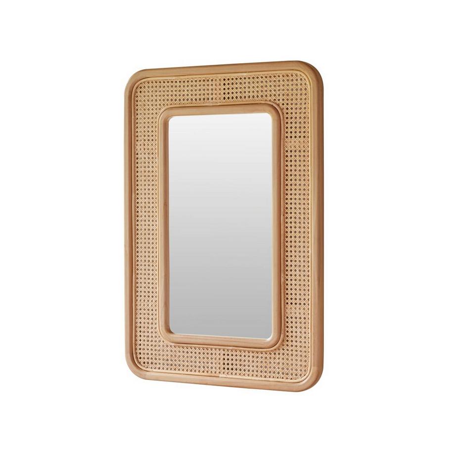 Tikamoon Miroir en teck massif et Cannage Côme  