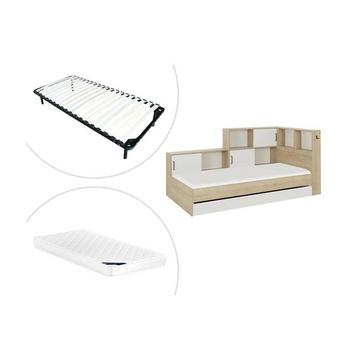 Lit avec rangements tiroir  naturel + sommier + matelas ARMAND