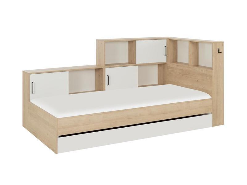 Vente-unique Lit avec rangements tiroir  naturel + sommier + matelas ARMAND  